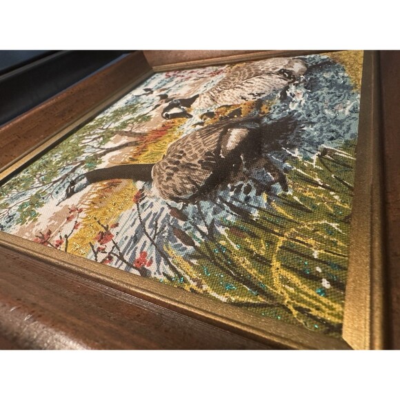 VTG Geese Framed Picture Custom Made House N Home Fabric Waterfowl Birds - Picture 5 of 10